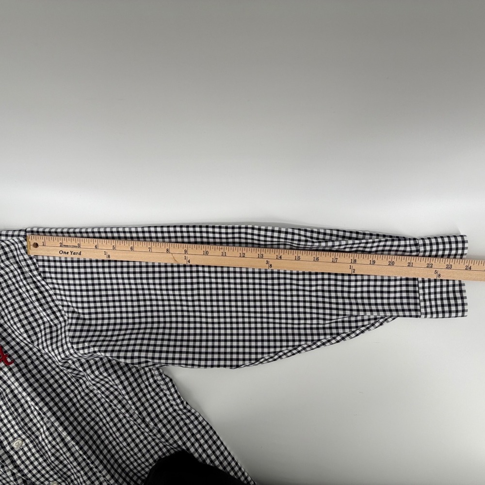 The Shirt Shop Mens Large Gingham Button Down Shirt Long Sleeve Embroidered A - Picture 9 of 13